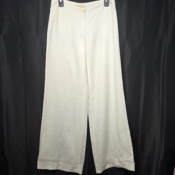 Michael Kors Women’s 100% Linen Wide-Leg Pants Off-White Size 2 - Picture 1 of 14